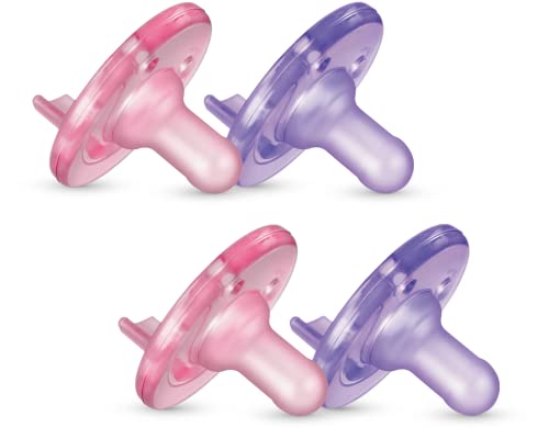 0-3 Months Orthodontic Silicone Pacifiers, Green, 4 Pack S570