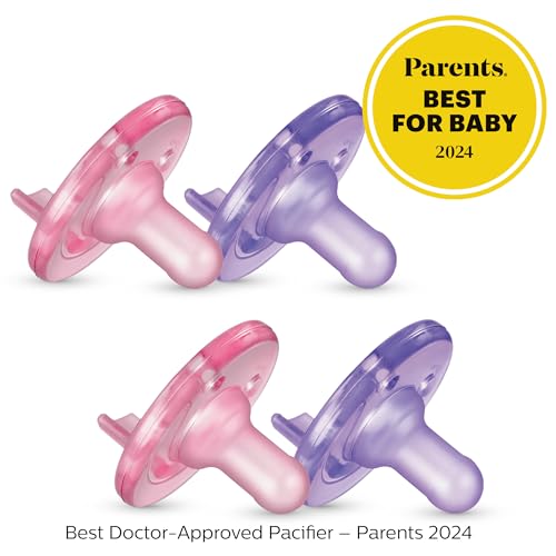 0-3 Months Orthodontic Silicone Pacifiers, Green, 4 Pack S570